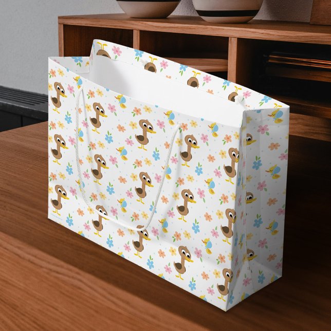 Super Simple | 5 Little Ducks Boy Baby Shower Large Gift Bag (Bag on table)