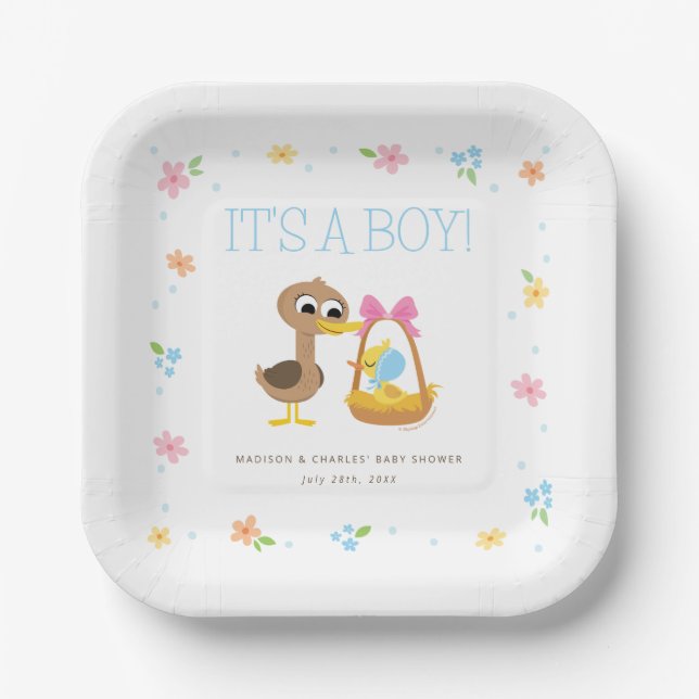 Super Simple | 5 Little Ducks Boy Baby Shower Paper Plate (Front)