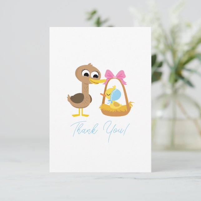 Super Simple | 5 Little Ducks Boy Baby Shower Thank You Card (Standing Front)