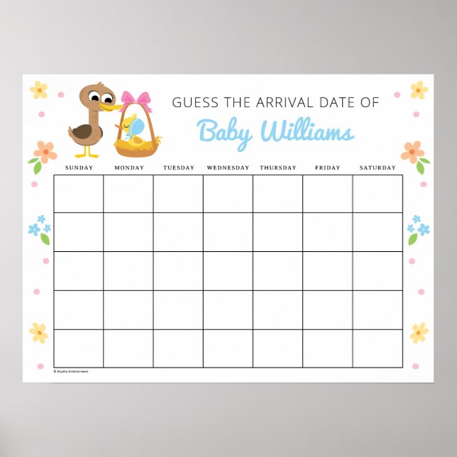 Super Simple | 5 Little Ducks Girl Baby Shower Poster (Front)