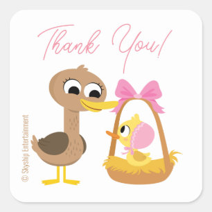 Super Simple   5 Little Ducks Girl Baby Shower  Square Sticker