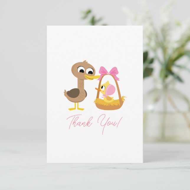 Super Simple | 5 Little Ducks Girl Baby Shower Thank You Card (Standing Front)