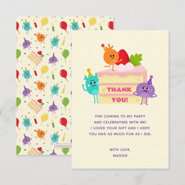 Super Simple Bumble Numbs Birthday Cake  Thank You Card (Front/Back)