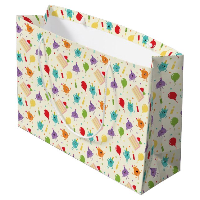 Super Simple | Bumble Nums Birthday Cake Pattern Large Gift Bag (Back Angled)