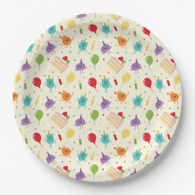 Super Simple | Bumble Nums Birthday Cake Pattern Paper Plate (Front)