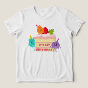 Super Simple   Bumble Nums Birthday Cake Tri-Blend Shirt