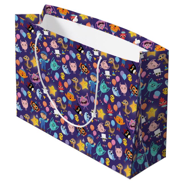 Super Simple Characters Birthday Pattern Large Gift Bag (Back Angled)