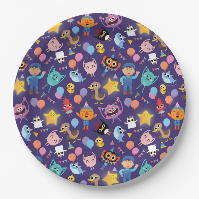 Super Simple Characters Birthday Pattern Paper Plate (Front)
