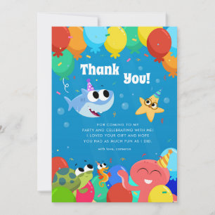 Super Simple   Finny the Shark Ballons Birthday Thank You Card