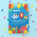 Super Simple | Finny the Shark Balloons Birthday Invitation<br><div class="desc">Dive into birthday fun with this delightful Super Simple Songs Finny the Shark birthday invitation! Featuring a vibrant party scene with Finny the Shark surrounded by colourful balloons and cheerful confetti, this invitation sets the perfect tone for an underwater-themed celebration. The playful design is sure to excite little ones and...</div>