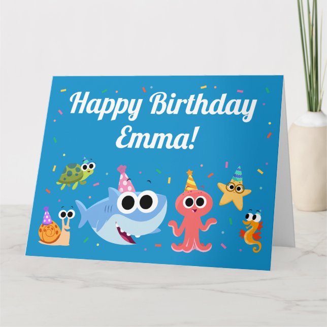 Super Simple | Finny the Shark Confetti Birthday Card (Front)