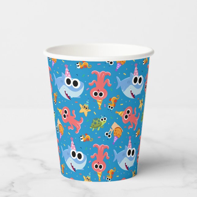 Super Simple | Finny the Shark Confetti Birthday Paper Cups (Back)
