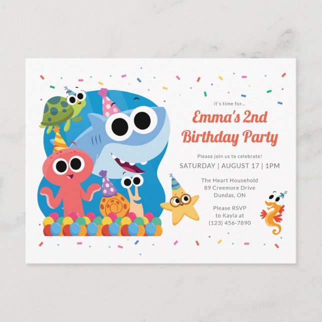 Super Simple | Finny the Shark Confetti Birthday Postcard (Front)