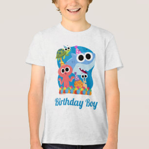 Super Simple   Finny the Shark Confetti Birthday Tri-Blend Shirt