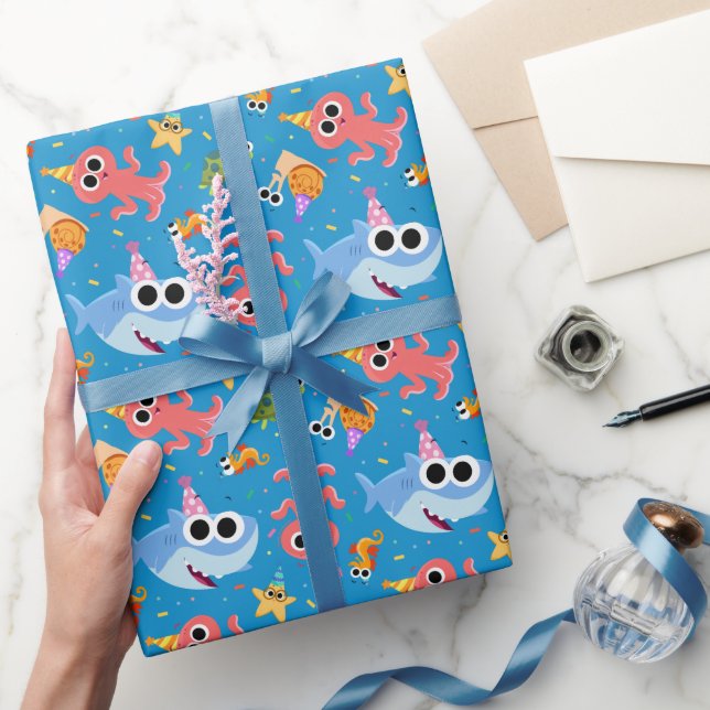 Super Simple | Finny the Shark Confetti Birthday Wrapping Paper (Gifting)