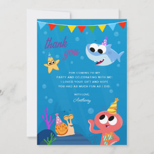 Super Simple Finny the Shark Ocean Birthday Thank You Card