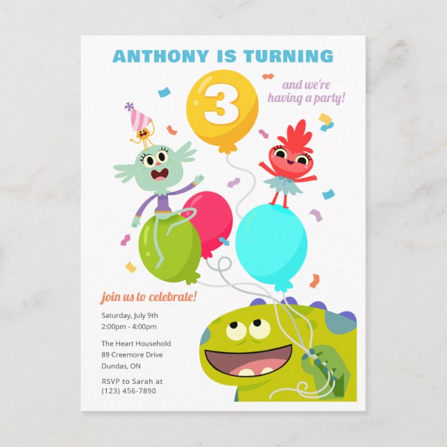 Super Simple | Rhymington Confetti Birthday Postcard (Front)