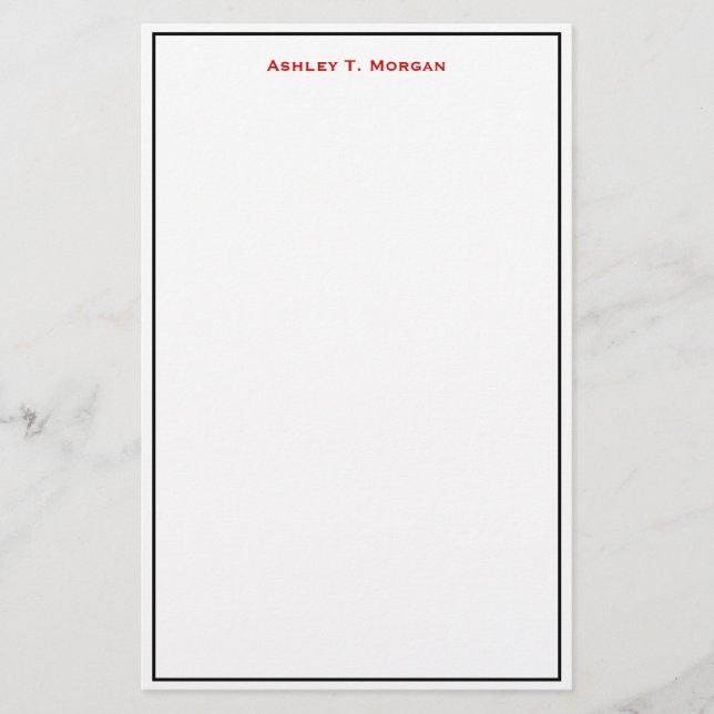 Super Simplicity Black Red White DIY Frame Stationery (Front)
