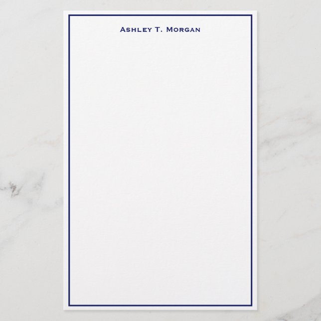 Super Simplicity Blue White Personalised Stationery (Front)