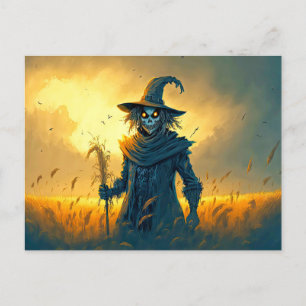Super Sinister Scarecrow Happy Halloween Postcard