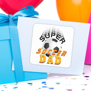 Super Soccer Dad Football Ball Sports Father Square Sticker