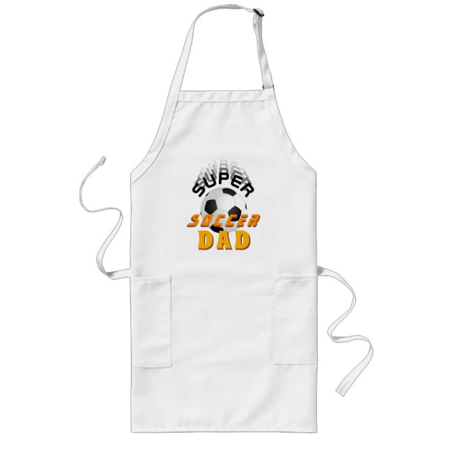 Super Soccer Dad Football Ball Sporty Father Long Apron (Front)