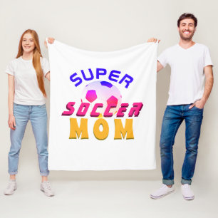 Super Soccer Mum Football Typography Sporty Mother Fleece Blanket