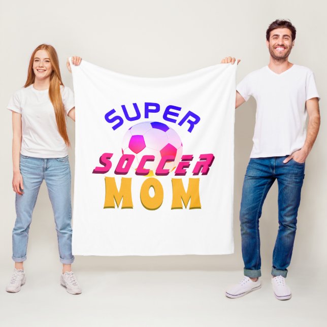 Super Soccer Mum Football Typography Sporty Mother Fleece Blanket (In Situ)