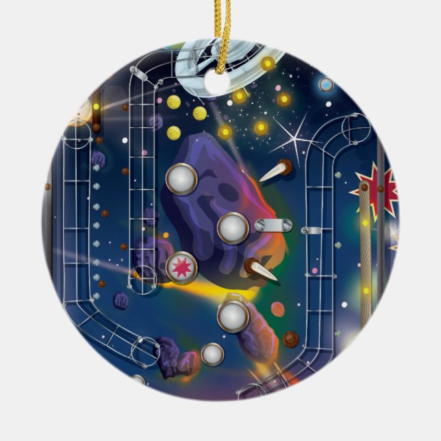 Super Space Pinball Machine Ceramic Tree Decoration (Front)