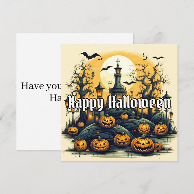 Super Spooky Halloween Pumpkins Card (Front/Back)