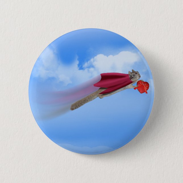 Super Squirrel Delivery With Valentine Candy 6 Cm Round Badge (Front)