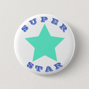SUPER STAR   Big Teal Star Button