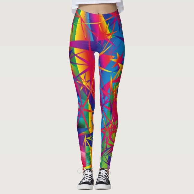 Super Star Leggings - Bright Bold Colours - Yoga (Front)