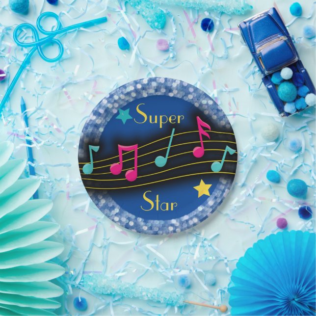 Super Star Music Notes Classic Round  Paper Plate (Party)