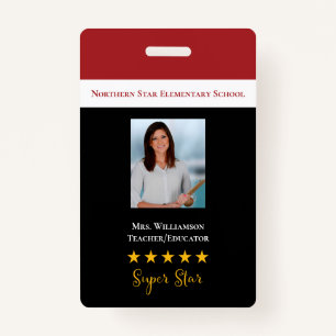 Super Star School Teacher ID Photo ID Badge