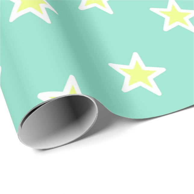 Super Star Sea Foam Green Wrapping Paper (Roll Corner)