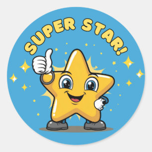 Super Star Sticker, Motivational Sticker, Star Sti Classic Round Sticker