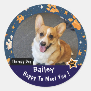 Super Star Theme Therapy Dog Visit Custom Classic Round Sticker