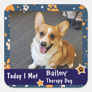 Super Star Therapy Dog Today I Met Visit Square Sticker