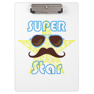 Super Star with sunglasses and mustache Clipboard