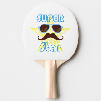 Super Star with sunglasses and mustache Ping Pong Paddle