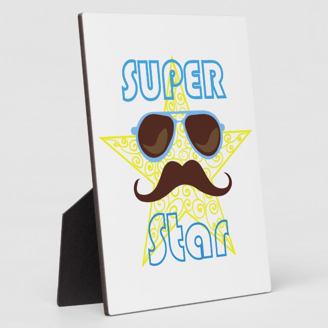 Super Star with sunglasses and mustache Plaque (Side)