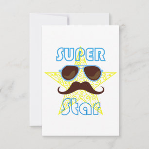 Super Star with sunglasses and mustache RSVP Card