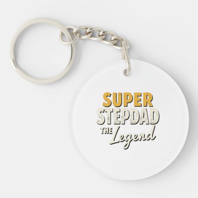 Super Step Dad the Legend Keychain Heartfelt Gift (Front)