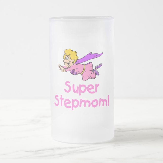 Super Stepmom (Flying) Frosted Glass Beer Mug (Center)