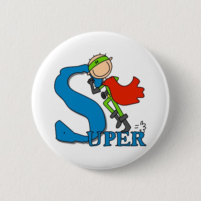 Super Stick Figure Hero 6 Cm Round Badge (Front)