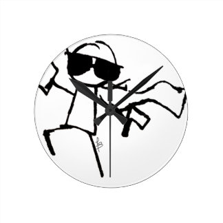 badminton stickman player 2 Wall Round Stick  Clocks Stick Zazzle Man Clocks Man