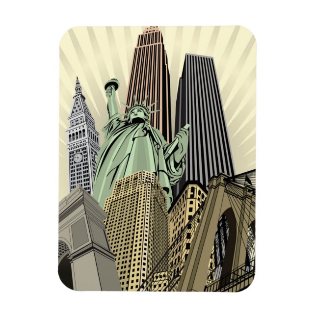 Super Stylised Cityscape NYC Magnet (Vertical)