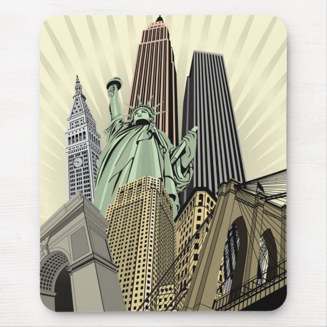 Super Stylised Cityscape NYC Mouse Mat (Front)
