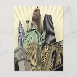 Super Stylised Cityscape NYC Postcard